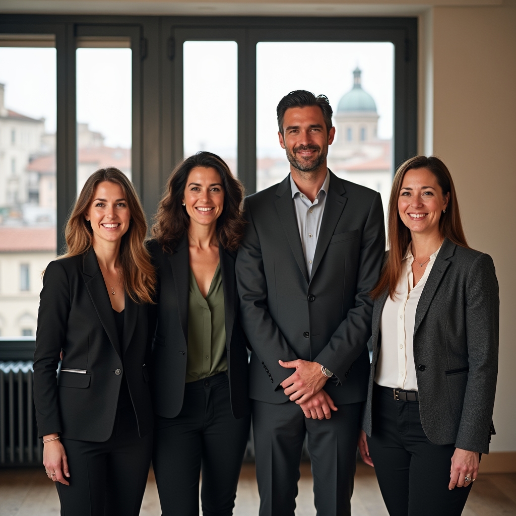 Team di formatori specializzati in turismo e comunicazione interculturale riuniti in uno spazio professionale